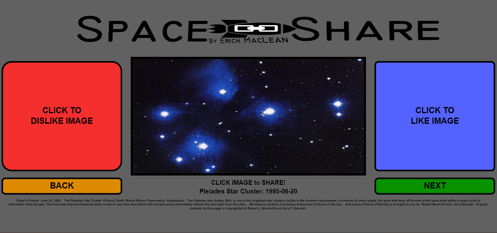 Screenshot of the SpaceShare Webpage